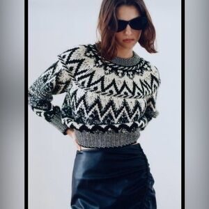 Zara Black and White Chevron Sweater